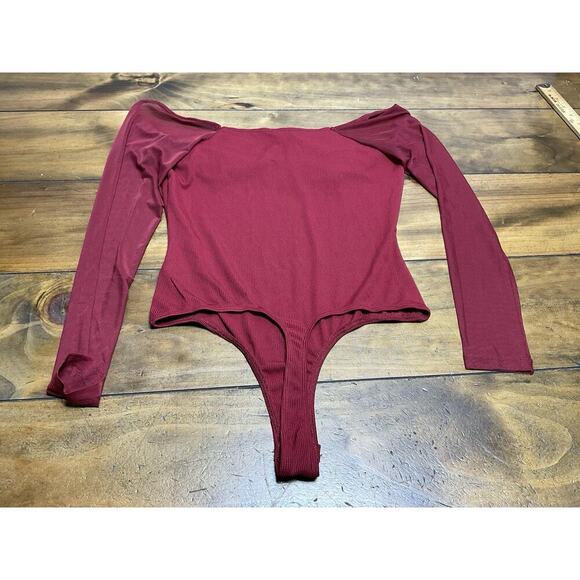 Free People On The Run Bustier Ruched Mesh Ribbed Bodysuit Large NWT - Picture 13 of 13